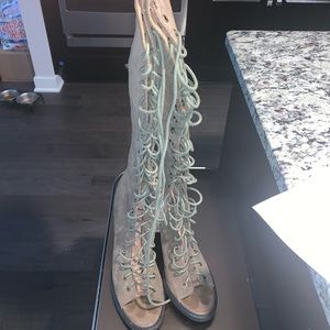 Free People PerspectiveOpen Toe Lace Up Boots  9.5